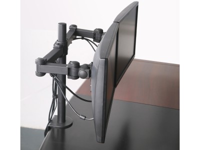 Acava MDM12DB Dual LCD Arm Sit-Stand Desk Mount - Black - for 15" - 27" Screens up to 10kg