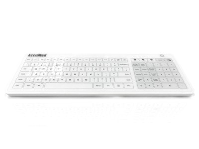 Accuratus AccuMed Glass Wired/Wireless Healthcare Keyboard with Touchpad - White