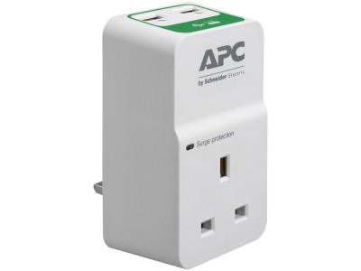 APC Surge Arrest Essential Wall Plug with Additional USB-A Ports - White - PM1WU2-UK