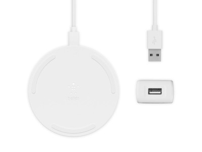 Belkin 15W BOOST↑CHARGE™ Qi Wireless Charging Pad + Wall Charger - White - WIA002MYWH