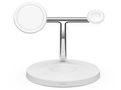 Belkin BoostCharge Pro 3-in-1 Wireless Charger with 15W Official MagSafe Charging - White - WIZ017MYWH