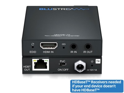 BluStream HEX70SL-TX / Slimline HDBaseT™ Transmitter with 70m Range - (40m for 4K)