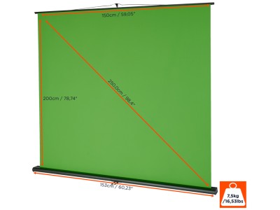 Celexon 150 x 200cm Mobile Lite Chroma Key Green Screen Portable Pull-Up Floor Screen - 1000010980