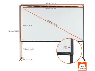 Celexon Basic Mobile 16:9 Ratio 177 x 99cm Folding Frame Screen - 1000011130 - Front Projection