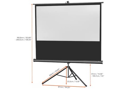 Celexon Tripod Economy 16:9 Ratio 133 x 75cm Portable Tripod Projector Screen - 1090259 - Black