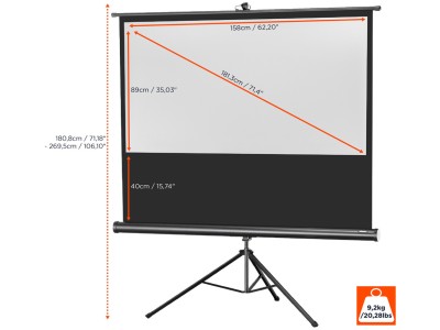 Celexon Tripod Economy 16:9 Ratio 158 x 89cm Portable Tripod Projector Screen - 1090260 - Black