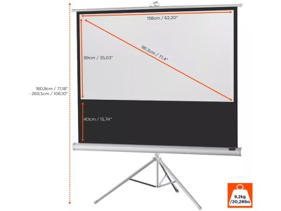Celexon Tripod Economy 16:9 Ratio 158 x 89cm Portable Tripod Projector Screen - 1090267 - White