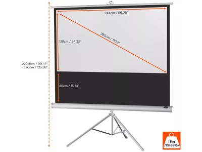 Celexon Tripod Economy 16:9 Ratio 244 x 138cm Portable Tripod Projector Screen - 1090276 - White