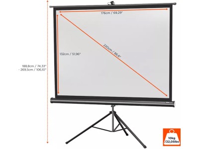 Celexon Tripod Economy 4:3 Ratio 176 x 132cm Portable Tripod Projector Screen - 1090019 - Black