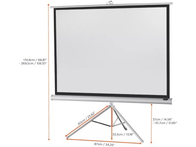 Celexon Tripod Economy 4:3 Ratio 158 x 118cm Portable Tripod Projector Screen - 1090266 - White