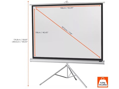 Celexon Tripod Economy 4:3 Ratio 158 x 118cm Portable Tripod Projector Screen - 1090266 - White