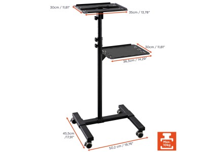 Celexon PT3020 Mobile Tilting Dual-Shelf Projector Table - Black
