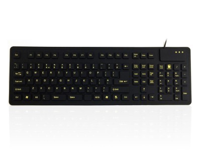 Accuratus WP127 V2 Wired Sealed IP54 Flexible High Visibility Keyboard - Black