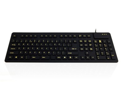 Accuratus WP127 V2 Wired Sealed IP54 Flexible High Visibility Keyboard - Black