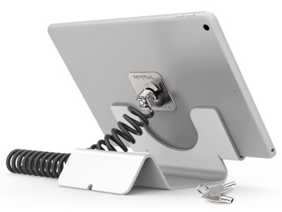 Compulocks CL12CUTH WB - Universal iPad & Tablet Security Holder with Coiled Cable Lock and Security Plate - White