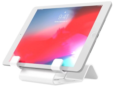 Compulocks CL12CUTH WB - Universal iPad & Tablet Security Holder with Coiled Cable Lock and Security Plate - White