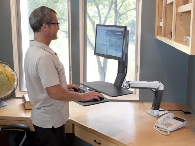 Ergotron 24-317-026 WorkFit-A Single with Worksurface+ Light Duty Sit-Stand Workstation
