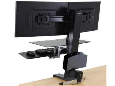 Ergotron 33-349-200 WorkFit-S Dual with Worksurface+ Height-Adjustable Workstation - Black