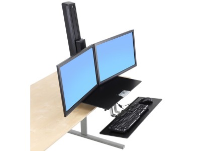 Ergotron 33-349-200 WorkFit-S Dual with Worksurface+ Height-Adjustable Workstation - Black
