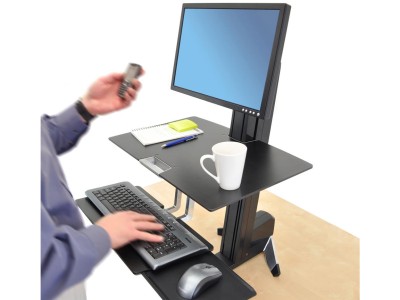 Ergotron 33-351-200 WorkFit-S with Worksurface+ Single Heavy Duty Height-Adjustable Workstation - Black