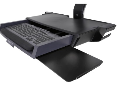 Ergotron 45-270-026 StyleView® Combo System with Worksurface & Medium CPU Holder - Silver / Black