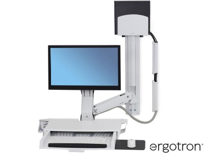 Ergotron 45-270-216 StyleView® Combo System with Worksurface & Medium CPU Holder - White