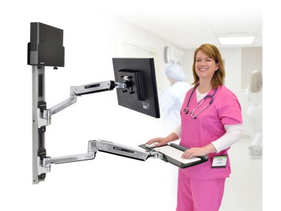 Ergotron 45-359-026 LX Wall Mount Sit-Stand Workstation with Small CPU Holder
