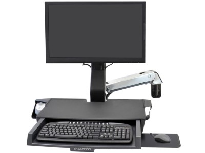 Ergotron 45-583-026 StyleView® Combo Arm with Worksurface & Monitor Pan - Silver / Black