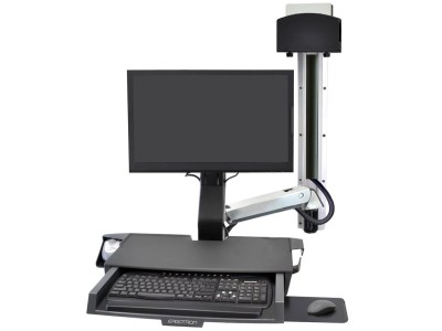 Ergotron 45-594-026 StyleView® Combo System with Worksurface, Monitor Pan & Small CPU Holder - Silver / Black
