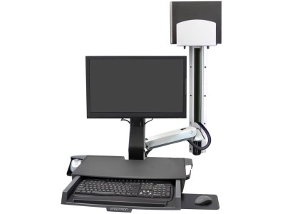 Ergotron 45-595-026 StyleView® Combo System with Worksurface, Monitor Pan & Medium CPU Holder - Silver / Black