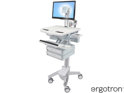 Ergotron SV43-1320-0 StyleView® 43 LCD Pivot Cart with 1x2 Drawers - White