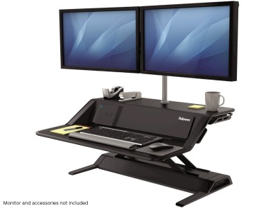 Fellowes 8081001 Lotus™ DX Sit-Stand Workstation with USB Hub and Wireless Charging - Black