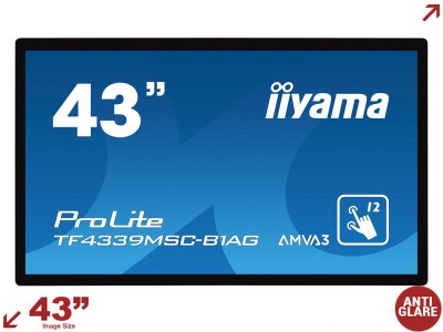 iiyama ProLite TF4339MSC-B1AG 43” Interactive PCAP Through Glass Touchscreen