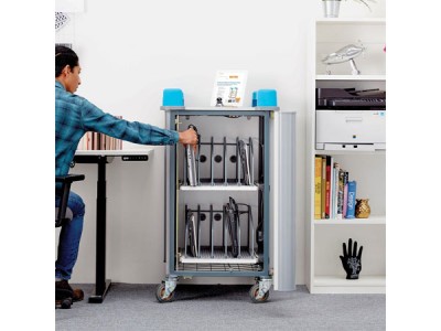 LapCabby LAP10VBL 10V Charging Trolley with 10 Vertical Bays for Laptops & Chromebooks