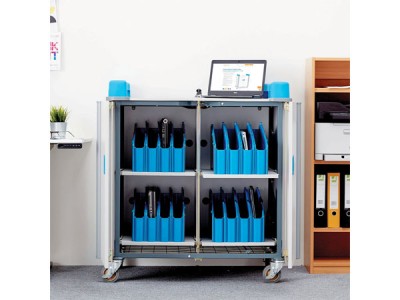 LapCabby Mini 32V Charging Trolley with 32 Vertical Bays for Tablets & Chromebooks