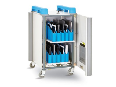 LapCabby Mini 20V Charging Trolley with 20 Vertical Bays for Tablets & Chromebooks