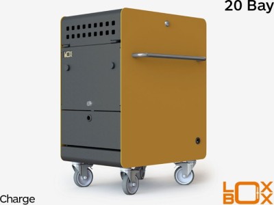 LoxBox 20 Bay Secure Charging Cart for iPads & Chromebooks - LBX-V3-ONB20UKB