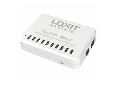 Loxit 7910 Universal USB Charging Station, 10 Port Charge and 4 Port Sync, Android Compatible