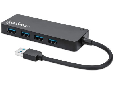 Manhattan 164900 USB-A to 4-Port USB-A 3.2 Gen 1 Hub - Black
