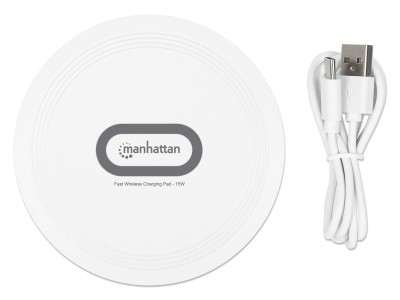 Manhattan 15W Qi Wireless Fast Charging Pad - White - 406024