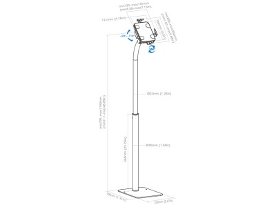 Manhattan 406345 Anti-Theft Kiosk Floor Stand for 7.9"-11" iPads and Tablets - White