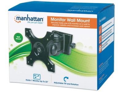 Manhattan 432351 LCD Adjustable Wall Mount - Black - for 13" - 22" Screens up to 12kg