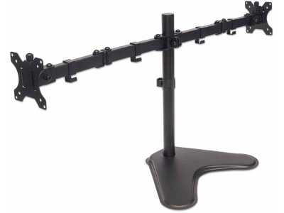 Manhattan 461559 Dual LCD Monitor Stand with Double-Link Swing Arms - Black - for 13" - 32" Screens up to 8kg