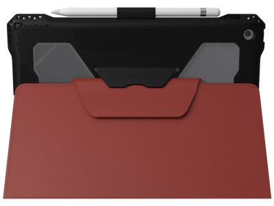 MAX AP-EFX-IP9-RED Extreme Folio-X2 Case for iPad 10.2" with Wipeable Cover & storage for Apple Pencil / Logitech Crayon - Red