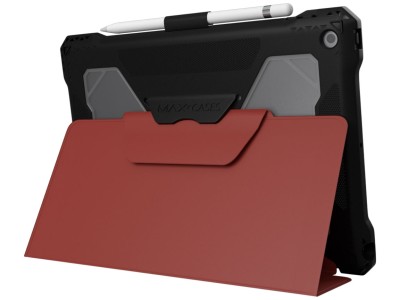 MAX AP-EFX-IP9-RED Extreme Folio-X2 Case for iPad 10.2" with Wipeable Cover & storage for Apple Pencil / Logitech Crayon - Red