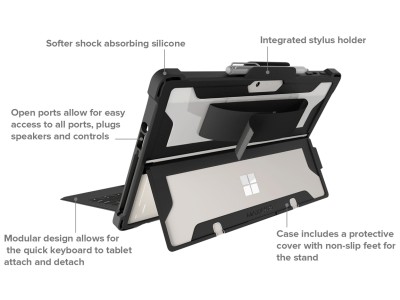 MAX MS-ES-SG-G2-BLK Extreme Shell Anti-Shock Case for Surface Go / Go 2 / Go 3 / Go 4 10.5" - Black