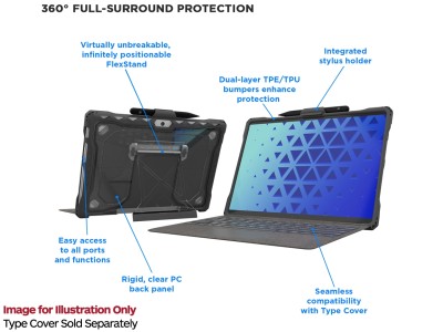MAX MS-SXX2-SP8-GRY Shield Extreme X2 Anti-Shock Case for Surface Pro 8 13” - Grey / Black
