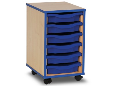 Monarch MEQ1WBE 6 Tray Single Tray Storage Unit with Blue Coloured Edges