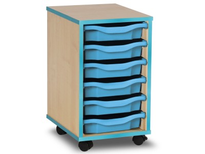 Monarch MEQ1WCE 6 Tray Single Tray Storage Unit with Cyan Coloured Edges