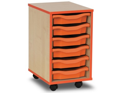Monarch MEQ1WOE 6 Tray Single Tray Storage Unit with Tangerine Coloured Edges